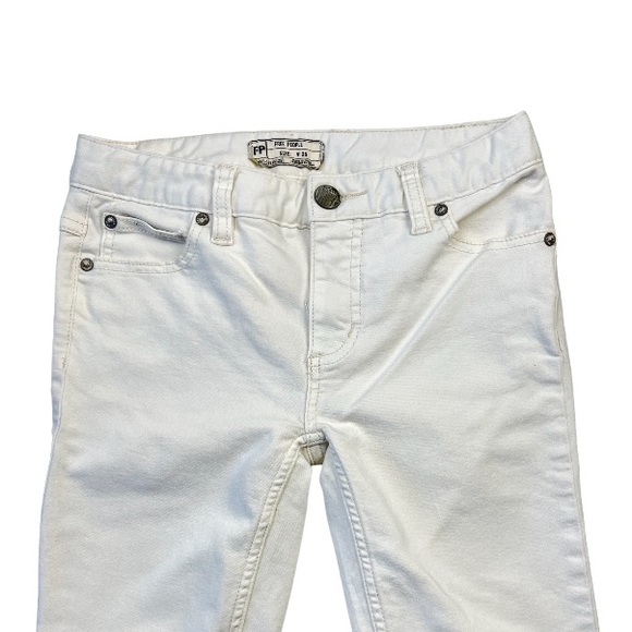 Free People High Rise Busted Skinny Jeans White Sz:25 - Picture 5 of 16